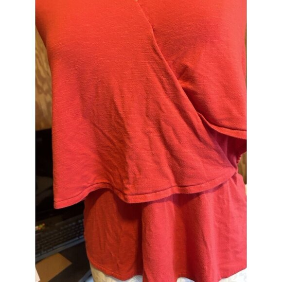 Anthropologie Deletta Red Sleeveless Top Women’s Size S Tiered V-Neck Stretch - Picture 4 of 10